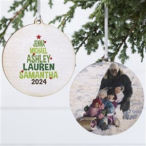 Christmas Tree Wood Photo Ornament With Family Names - 18061-2W