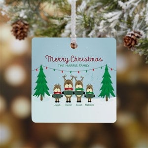 Reindeer Family Personalized Square Photo Ornament - 18063-1M