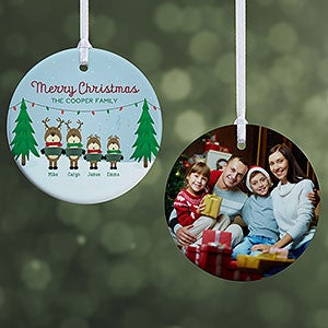 Reindeer Family Personalized Ornament-2.85 Glossy - 2 Sided - 18063-2