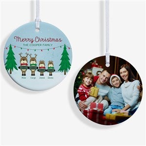 Reindeer Family Personalized Ornament-2.85 Glossy - 2 Sided - 18063-2