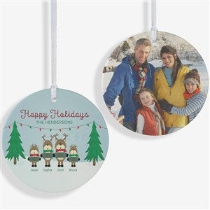Reindeer Family Personalized Ornament-3.75 Matte - 2 Sided - 18063-2L