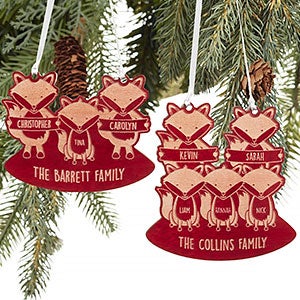 Fox Family Personalized Red Wood Ornament - 18071-R