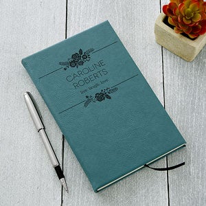 Personalized Journal - Teal Floral Accents - 18096