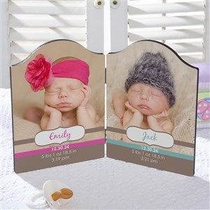 Gift of Twins Personalized Double Photo Plaque - 18105