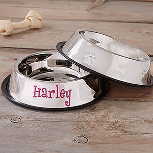 Playful Puppy Personalized Pet Bowl - Large