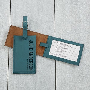 Personalized Bag Tags in Teal - Add Name And Quote - 18119-T