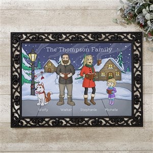 Caroling Family Characters Personalized Doormat- 18x27 - 18134