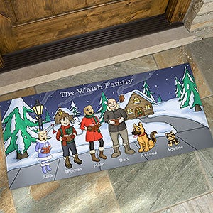 Caroling Family Characters Personalized Oversized Doormat- 24x48 - 18134-O