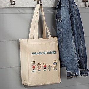 Grandchildren Character Collection Personalized Canvas Tote Bag- 14 x 10 - 18147-S
