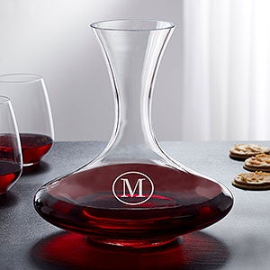 Monogrammed Bormioli Rocco Loto Wine Decanter with Set of 2 Stemless Wine  Glasses - Famous Favors