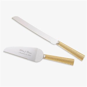 Gold Hammered Engraved Cake Knife  Server Set - 18166