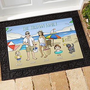 Summer Fun Family Characters Personalized Doormat- 18x27 - 18209