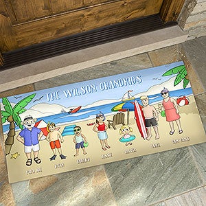 Summer Fun Family Characters Personalized Oversized Doormat- 24x48 - 18209-O