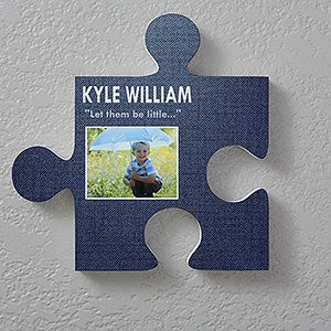 Name & Photo Personalized Puzzle Piece Wall Décor- Textured Design - 18257