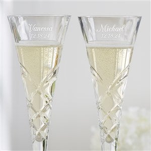 Reed & Barton Engraved Crystal Champagne Flute Set