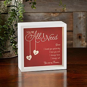 All I Need 6x6 Ivory Personalized LED Light Shadow Box - 18268-I-6x6