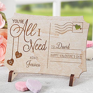 Youre All I Need Personalized Whitewash Wood Postcard - 18314-W