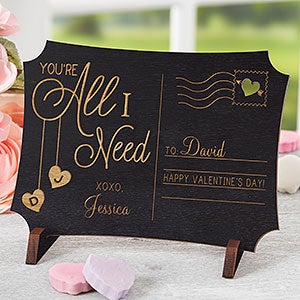 Youre All I Need Personalized Black Stain Wood Postcard - 18314-BK