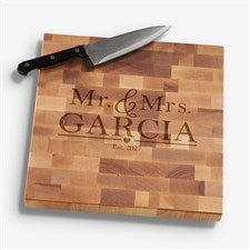 The Wedding Couple Personalized 12x12 Butcher Block Cutting Board - 18333-12