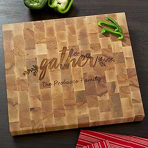 Cozy Kitchen Personalized 16x18 Butcher Block Cutting Board - 18334