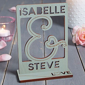 You & I Personalized Blue Stain Wood Cutout Keepsake - 18341-B