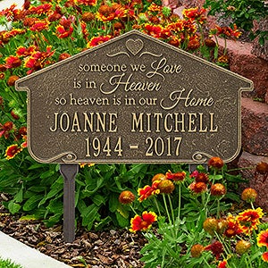 Heavenly Home Personalized Memorial Lawn Plaque - Antique Brass - 18352D-L