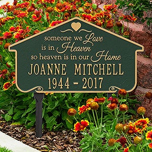 Heavenly Home Personalized Memorial Lawn Plaque - Green & Gold - 18352D-GG
