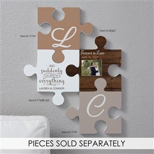 Name & Photo Personalized Puzzle Piece Wall Décor- Wood Textures - 18367