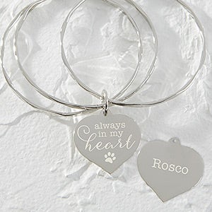 Always In My Heart Personalized Pet Charm Bangle Bracelet - 18376