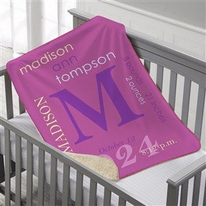 Personalized Sherpa Blanket for Baby Girl - 18396