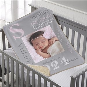 Personalized Sherpa Baby Girl Photo Blanket - 18396-P