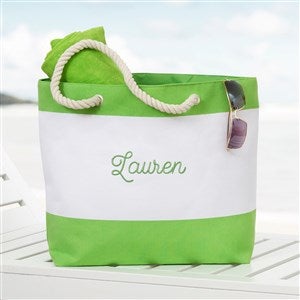 Colorful Green Embroidered Beach Tote - 18419-G