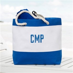 Colorful Blue Embroidered Beach Tote - 18419-B