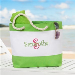 All About Me Embroidered Beach Tote - Green - 18420-G