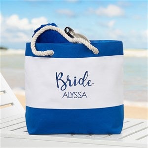 Bridal Party Embroidered Beach Tote - Blue - 18422
