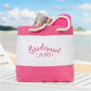 Bridal Party Embroidered Beach Tote - Pink - 18422-P