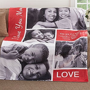 Family Love Photo Collage Personalized 50x60 Plush Fleece Photo Blanket - 18493