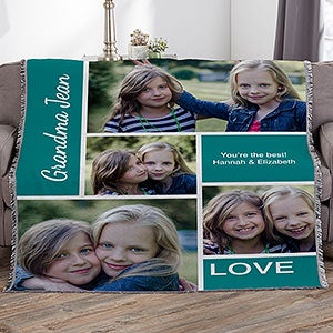 Family Love Photo Collage Personalized 56x60 Woven Throw Photo Blanket - 18493-A