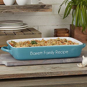 Personalized Casserole Baking Dish - Turquoise - 18497-C