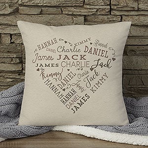 Heart Word Art 14" Personalized Throw Pillow - 18502-S