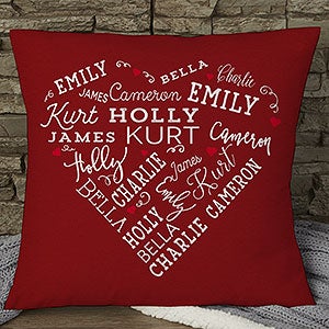 Heart Word Art 18" Personalized Throw Pillow - 18502-L