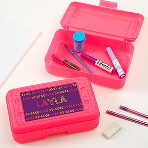 Stencil Name Personalized Pink Pencil Box - 18513-P