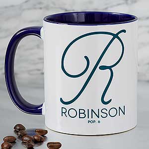 Initial Accent Personalized Coffee Mug 11 oz.- Blue - 18544-BL