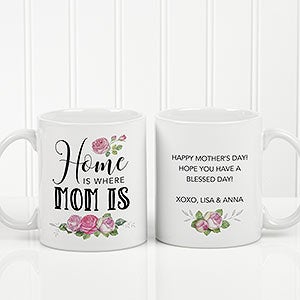 Home Is Where Mom Is Personalized Coffee Mug 11 oz.- White - 18548-W