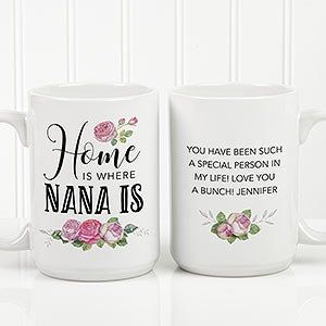 Home Is Where Mom Is Personalized Coffee Mug 15 oz.- White - 18548-L