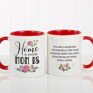 Home Is Where Mom Is Personalized Coffee Mug 11 oz.- Red - 18548-R