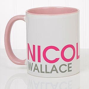 Bold Name Personalized Coffee Mug 11 oz.- Pink - 18549-P