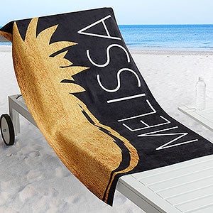 Golden Pineapple Personalized 35x72 Beach Towel - 18567-L