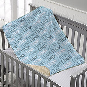 Modern Boy Name Personalized 30x40 Sherpa Baby Blanket - 18581-SS