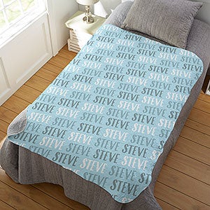 Modern Boy Name Personalized 50x60 Quilted Blanket - 18581-Q